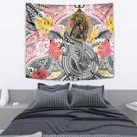 Japanese Samurai Warrior Tapestry Colorful Polynesian Tattoo Style