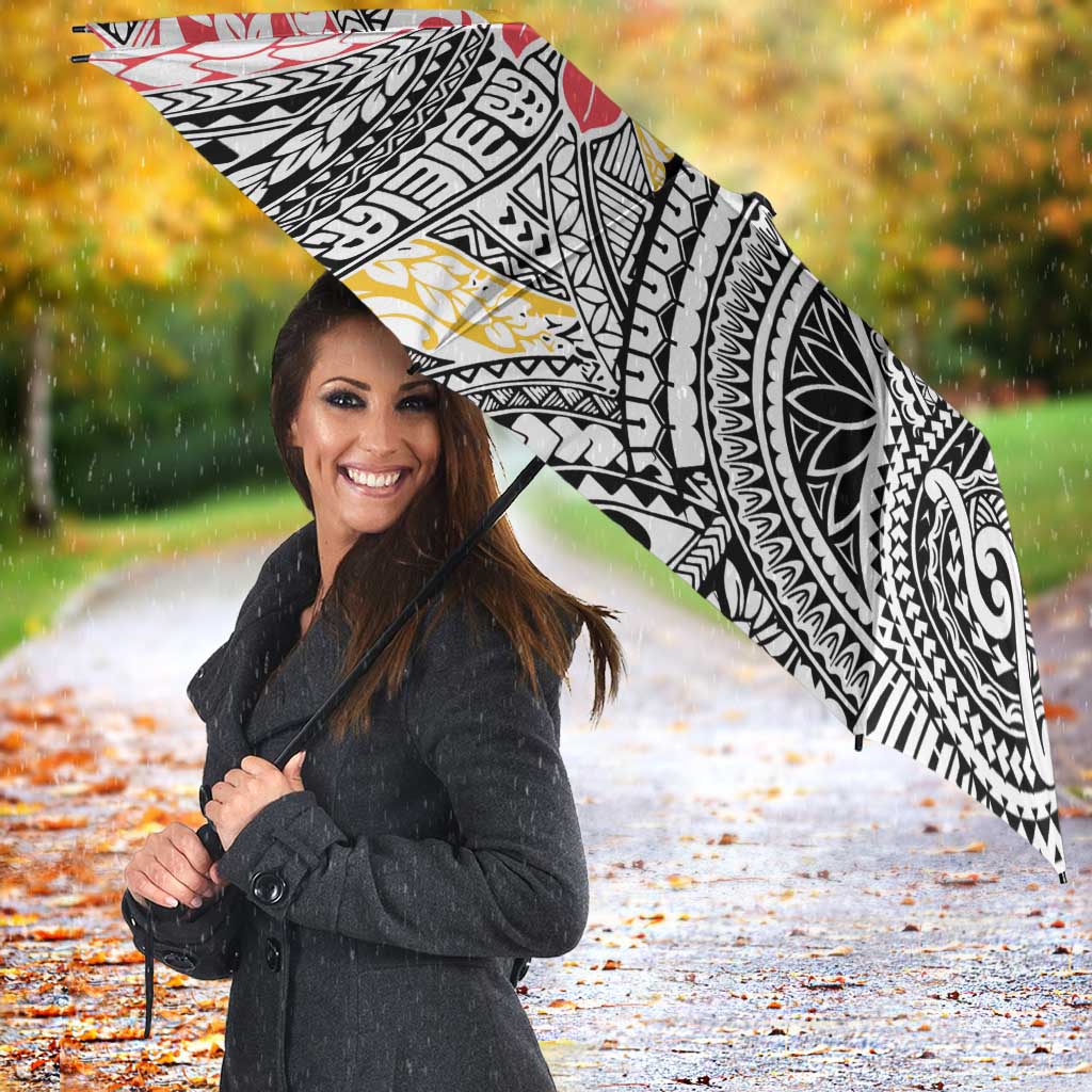 Japanese Samurai Warrior Umbrella Colorful Polynesian Tattoo Style - Polynesian Pride