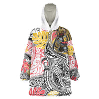 Japanese Samurai Warrior Wearable Blanket Hoodie Colorful Polynesian Tattoo Style