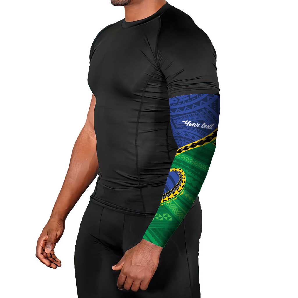 Solomon Islands Independence Day 1978 Personalised Arm Sleeves Polynesian Pattern with Flag Style LT9 - Polynesian Pride