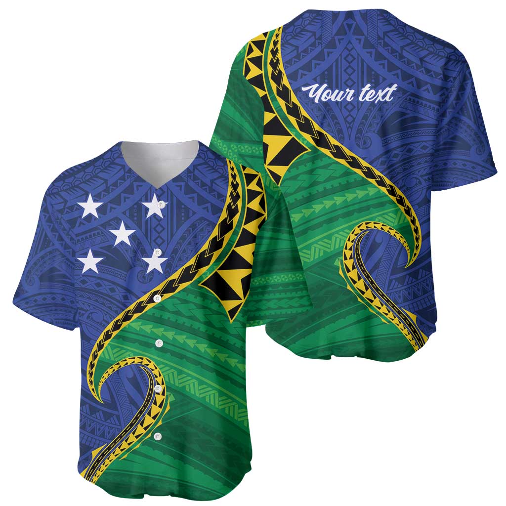 Solomon Islands Independence Day 1978 Personalised Baseball Jersey Polynesian Pattern with Flag Style LT9 - Polynesian Pride