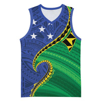 Solomon Islands Independence Day 1978 Personalised Basketball Jersey Polynesian Pattern with Flag Style LT9 Unisex Blue - Polynesian Pride