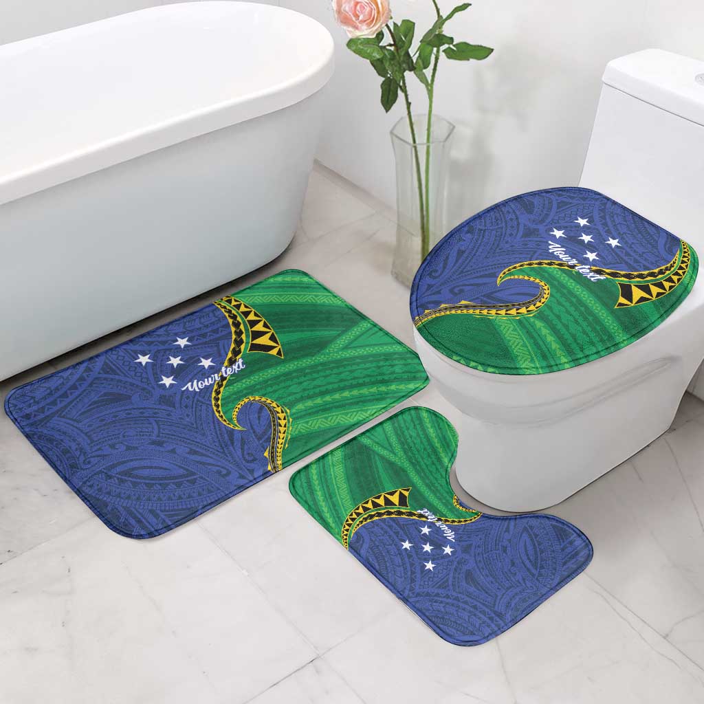 Solomon Islands Independence Day 1978 Personalised Bathroom Set Polynesian Pattern with Flag Style - Polynesian Pride