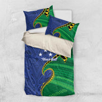 Solomon Islands Independence Day 1978 Personalised Bedding Set Polynesian Pattern with Flag Style LT9 US Twin 172cm x 218cm Blue - Polynesian Pride