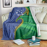 Solomon Islands Independence Day 1978 Personalised Blanket Polynesian Pattern with Flag Style LT9 Blue - Polynesian Pride
