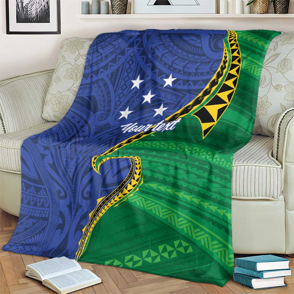 Solomon Islands Independence Day 1978 Personalised Blanket Polynesian Pattern with Flag Style LT9 - Polynesian Pride