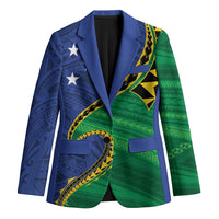 Solomon Islands Independence Day 1978 Personalised Blazer Polynesian Pattern with Flag Style LT9 Unisex Blue - Polynesian Pride