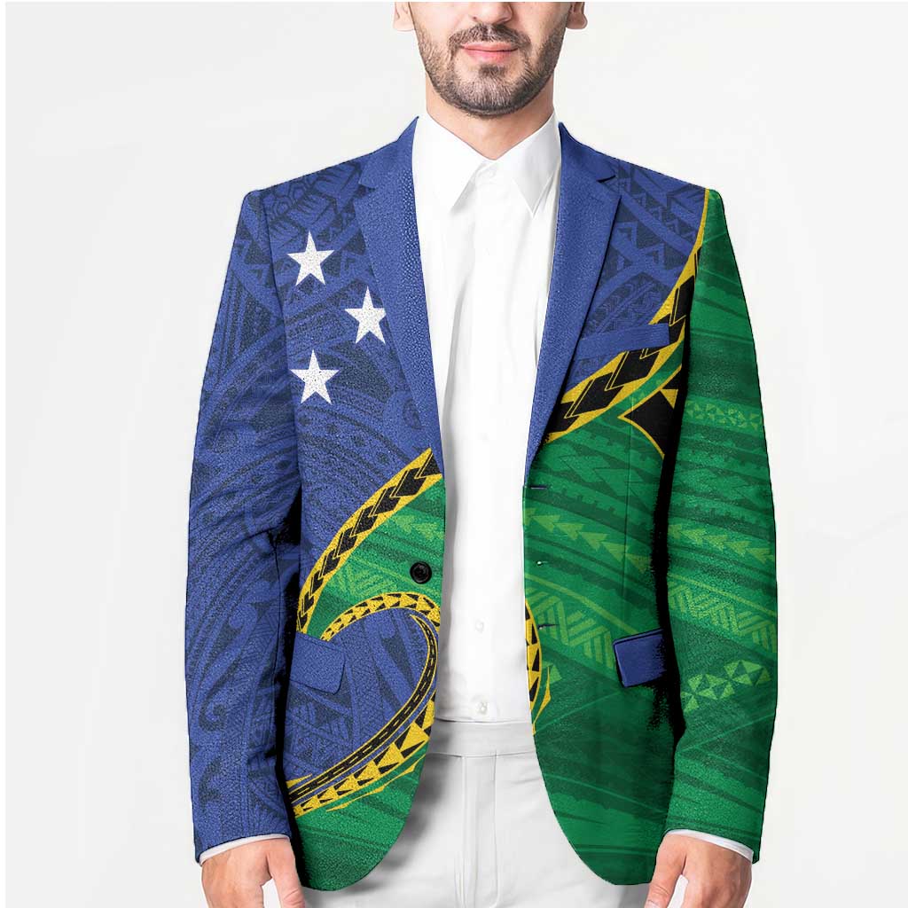 Solomon Islands Independence Day 1978 Personalised Blazer Polynesian Pattern with Flag Style LT9 - Polynesian Pride