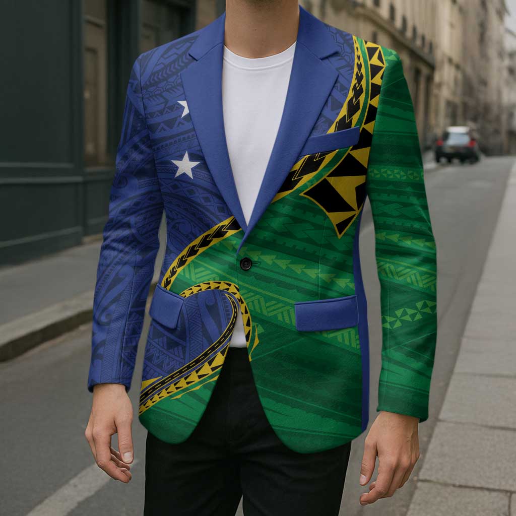 Solomon Islands Independence Day 1978 Personalised Blazer Polynesian Pattern with Flag Style LT9 - Polynesian Pride