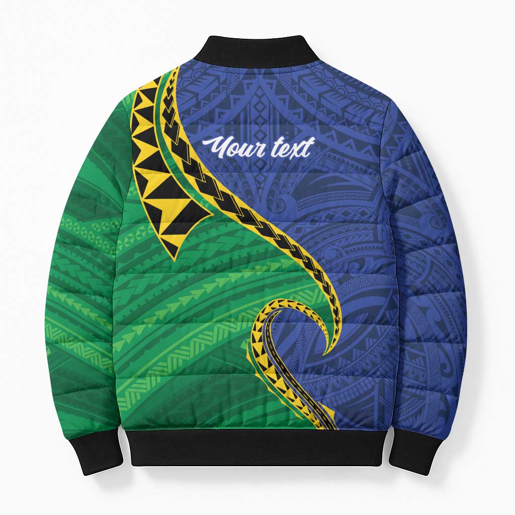 Solomon Islands Independence Day 1978 Personalised Bomber Puffer Jacket Polynesian Pattern with Flag Style LT9 - Polynesian Pride