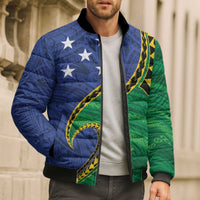 Solomon Islands Independence Day 1978 Personalised Bomber Puffer Jacket Polynesian Pattern with Flag Style LT9 - Polynesian Pride