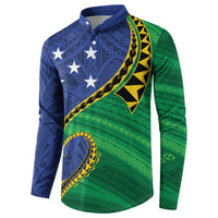Solomon Islands Independence Day 1978 Personalised Button Sweatshirt Polynesian Pattern with Flag Style LT9 - Polynesian Pride