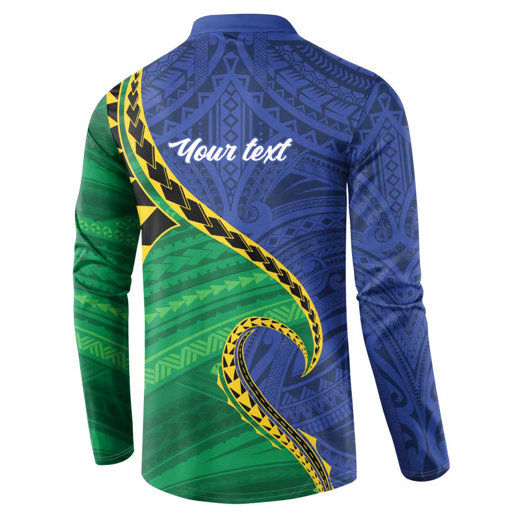Solomon Islands Independence Day 1978 Personalised Button Sweatshirt Polynesian Pattern with Flag Style LT9 - Polynesian Pride