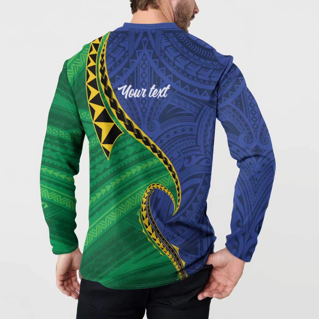 Solomon Islands Independence Day 1978 Personalised Button Sweatshirt Polynesian Pattern with Flag Style LT9 - Polynesian Pride