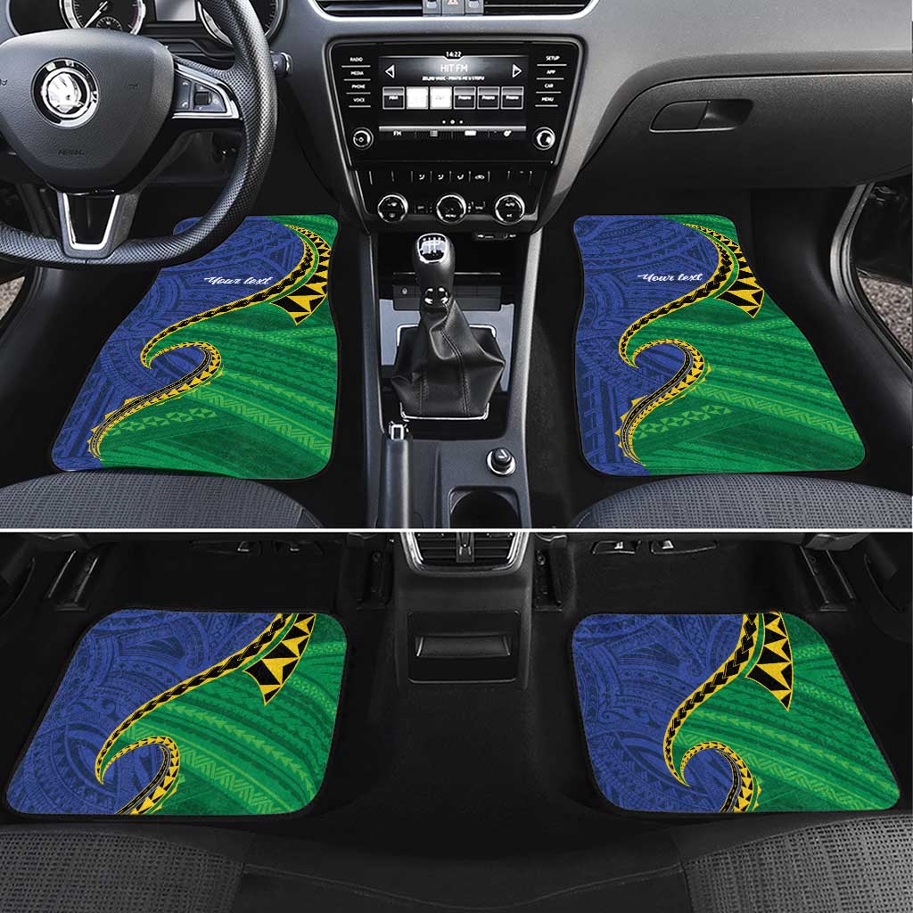 Solomon Islands Independence Day 1978 Personalised Car Mats Polynesian Pattern with Flag Style