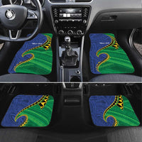 Solomon Islands Independence Day 1978 Personalised Car Mats Polynesian Pattern with Flag Style LT9 Set 4pcs Blue - Polynesian Pride
