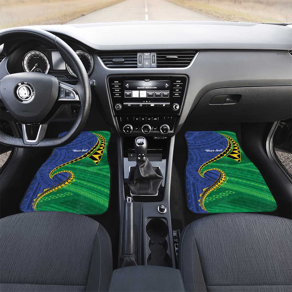 Solomon Islands Independence Day 1978 Personalised Car Mats Polynesian Pattern with Flag Style LT9 Set 2pcs - Front Blue - Polynesian Pride