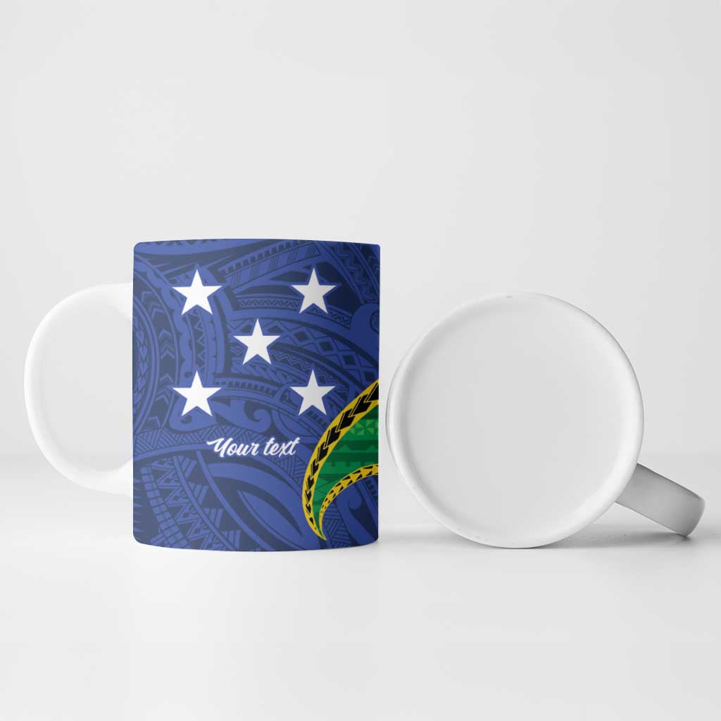 Solomon Islands Independence Day 1978 Personalised Ceramic Mug Polynesian Pattern with Flag Style - Polynesian Pride