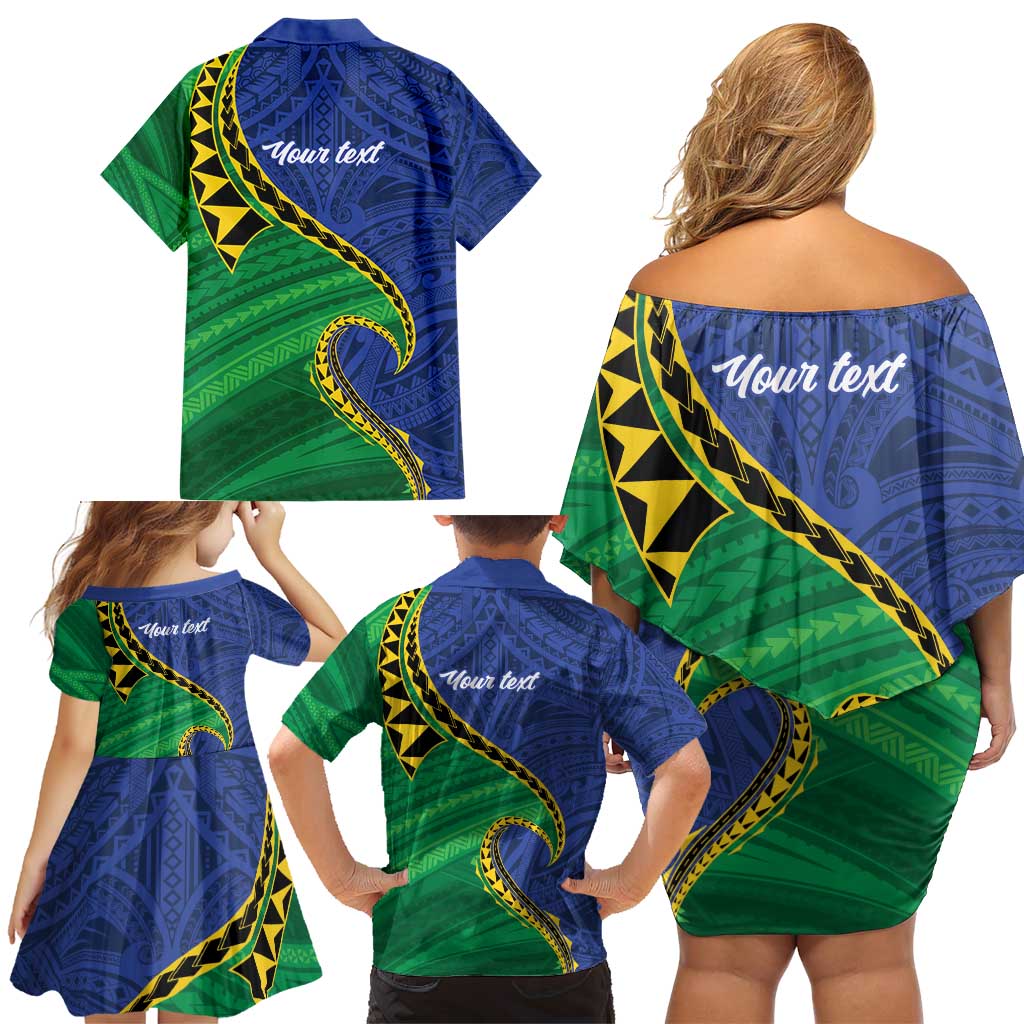 Solomon Islands Independence Day 1978 Personalised Family Matching Off Shoulder Short Dress and Hawaiian Shirt Polynesian Pattern with Flag Style