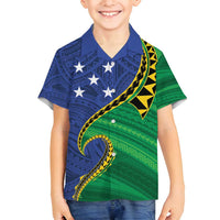 Solomon Islands Independence Day 1978 Personalised Family Matching Tank Maxi Dress and Hawaiian Shirt Polynesian Pattern with Flag Style LT9 Son's Shirt Blue - Polynesian Pride