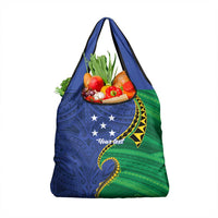 Solomon Islands Independence Day 1978 Personalised Grocery Bag Polynesian Pattern with Flag Style LT9 1-pack One Size Blue - Polynesian Pride