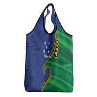 Solomon Islands Independence Day 1978 Personalised Grocery Bag Polynesian Pattern with Flag Style LT9 - Polynesian Pride
