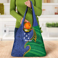 Solomon Islands Independence Day 1978 Personalised Grocery Bag Polynesian Pattern with Flag Style LT9 - Polynesian Pride