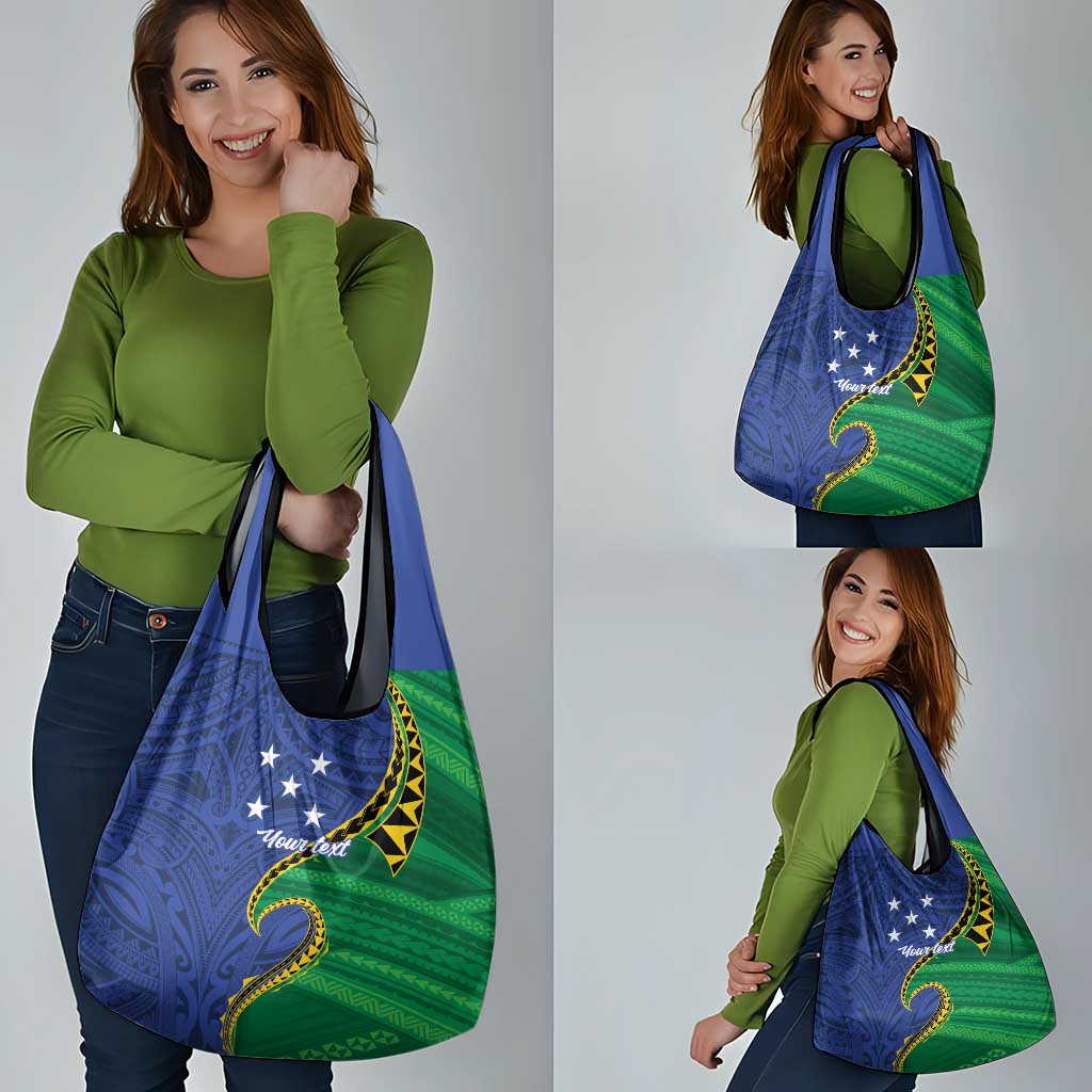 Solomon Islands Independence Day 1978 Personalised Grocery Bag Polynesian Pattern with Flag Style LT9 - Polynesian Pride