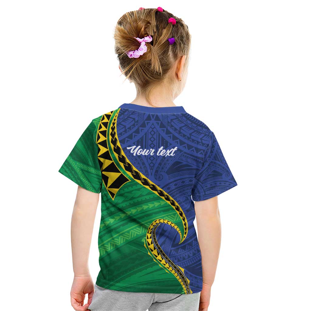 Solomon Islands Independence Day 1978 Personalised Kid T Shirt Polynesian Pattern with Flag Style LT9 - Polynesian Pride