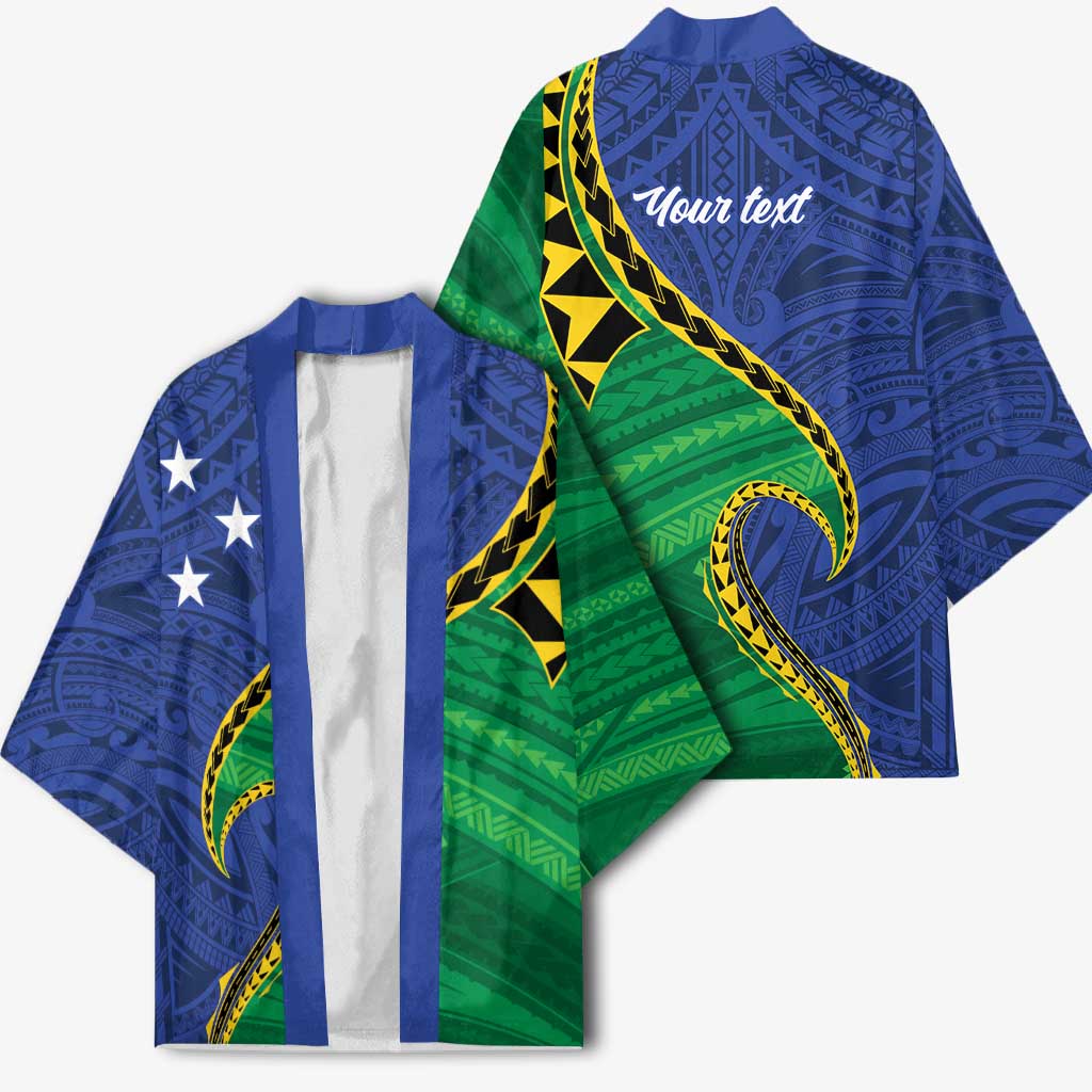 Solomon Islands Independence Day 1978 Personalised Kimono Polynesian Pattern with Flag Style LT9 - Polynesian Pride