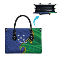 Solomon Islands Independence Day 1978 Personalised Leather Bag Polynesian Pattern with Flag Style - Polynesian Pride