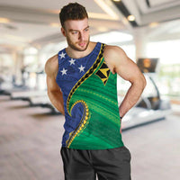 Solomon Islands Independence Day 1978 Personalised Men Tank Top Polynesian Pattern with Flag Style LT9 Blue - Polynesian Pride