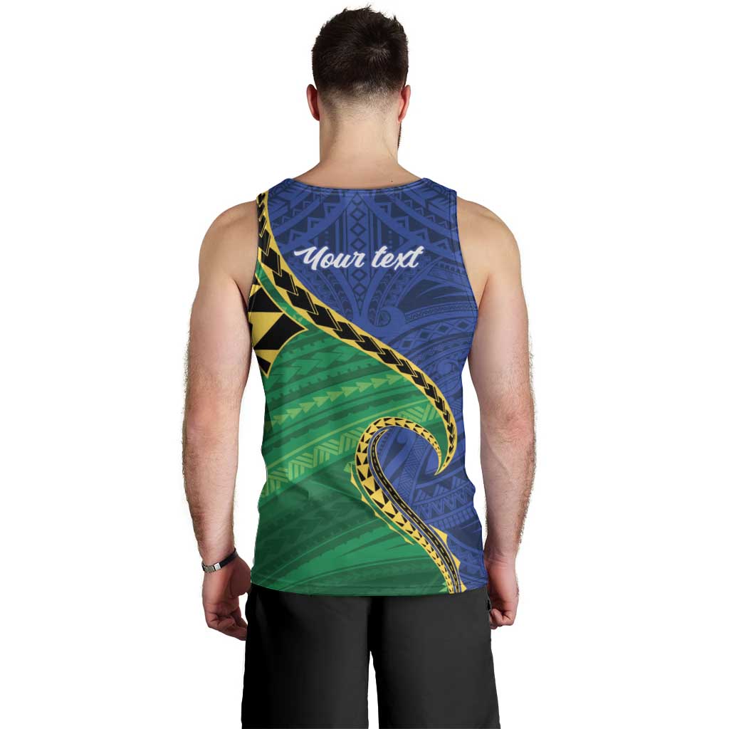 Solomon Islands Independence Day 1978 Personalised Men Tank Top Polynesian Pattern with Flag Style LT9 - Polynesian Pride
