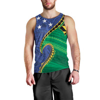Solomon Islands Independence Day 1978 Personalised Men Tank Top Polynesian Pattern with Flag Style LT9 - Polynesian Pride