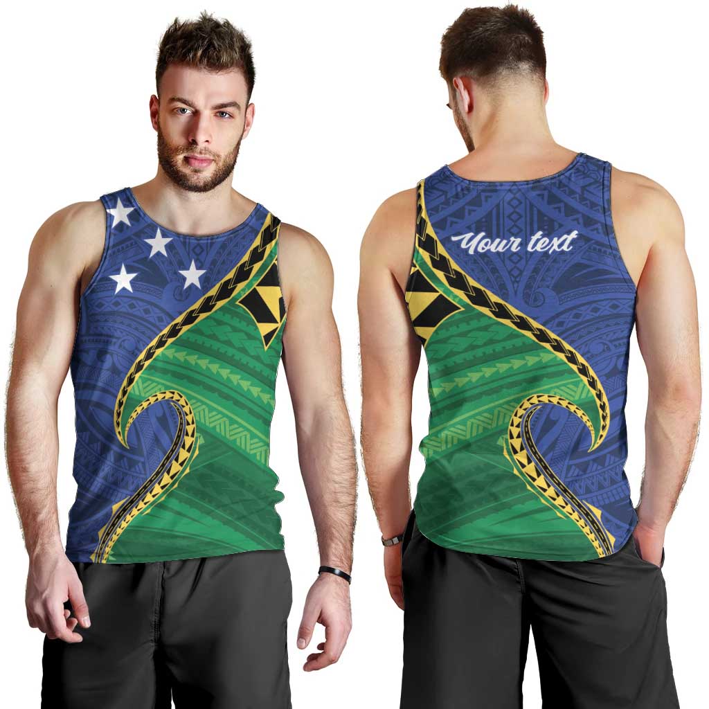 Solomon Islands Independence Day 1978 Personalised Men Tank Top Polynesian Pattern with Flag Style LT9 - Polynesian Pride