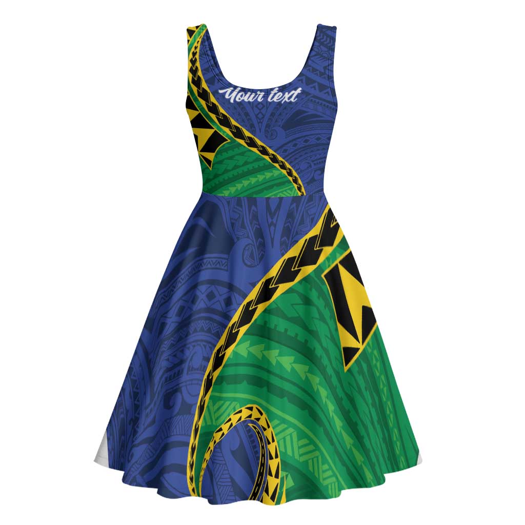 Solomon Islands Independence Day 1978 Personalised Midi Dress Polynesian Pattern with Flag Style - Polynesian Pride