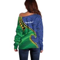Solomon Islands Independence Day 1978 Personalised Off Shoulder Sweater Polynesian Pattern with Flag Style LT9 - Polynesian Pride