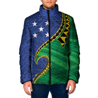 Solomon Islands Independence Day 1978 Personalised Padded Jacket Polynesian Pattern with Flag Style LT9 Men Blue - Polynesian Pride