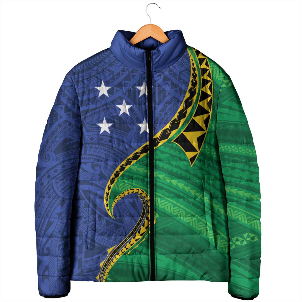 Solomon Islands Independence Day 1978 Personalised Padded Jacket Polynesian Pattern with Flag Style LT9 - Polynesian Pride