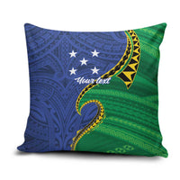Solomon Islands Independence Day 1978 Personalised Pillow Cover Polynesian Pattern with Flag Style LT9 Blue - Polynesian Pride