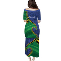 Solomon Islands Independence Day 1978 Personalised Puletasi Polynesian Pattern with Flag Style LT9 - Polynesian Pride
