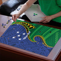 Solomon Islands Independence Day 1978 Personalised Puzzle Polynesian Pattern with Flag Style LT9 - Polynesian Pride