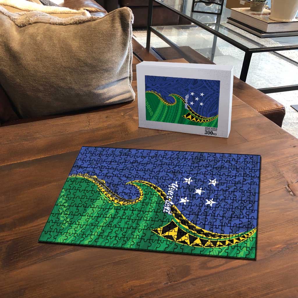 Solomon Islands Independence Day 1978 Personalised Puzzle Polynesian Pattern with Flag Style LT9 - Polynesian Pride