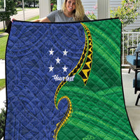 Solomon Islands Independence Day 1978 Personalised Quilt Polynesian Pattern with Flag Style LT9 Blue - Polynesian Pride