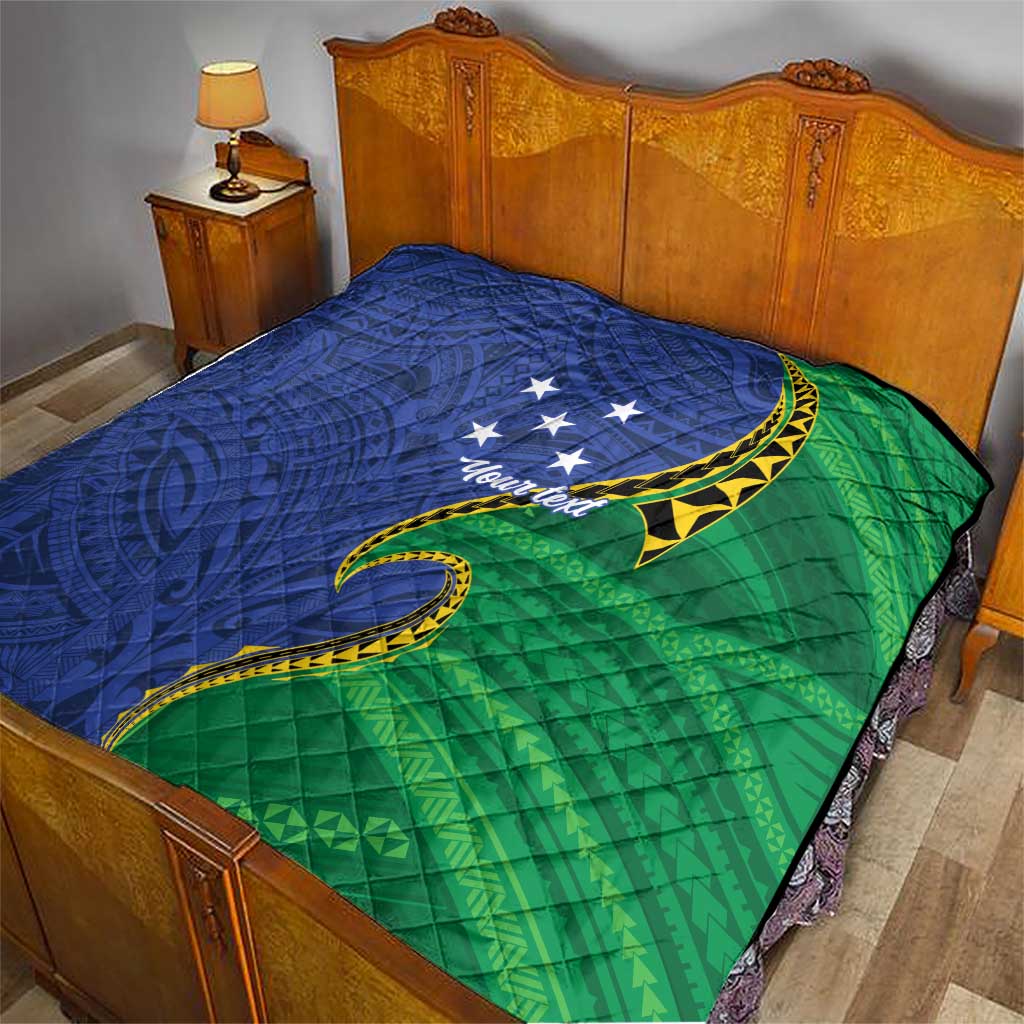 Solomon Islands Independence Day 1978 Personalised Quilt Polynesian Pattern with Flag Style LT9 - Polynesian Pride
