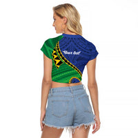Solomon Islands Independence Day 1978 Personalised Raglan Cropped T Shirt Polynesian Pattern with Flag Style LT9 - Polynesian Pride