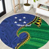 Solomon Islands Independence Day 1978 Personalised Round Carpet Polynesian Pattern with Flag Style LT9 Blue - Polynesian Pride