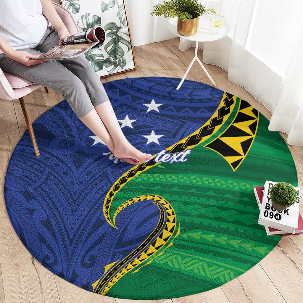 Solomon Islands Independence Day 1978 Personalised Round Carpet Polynesian Pattern with Flag Style LT9 - Polynesian Pride
