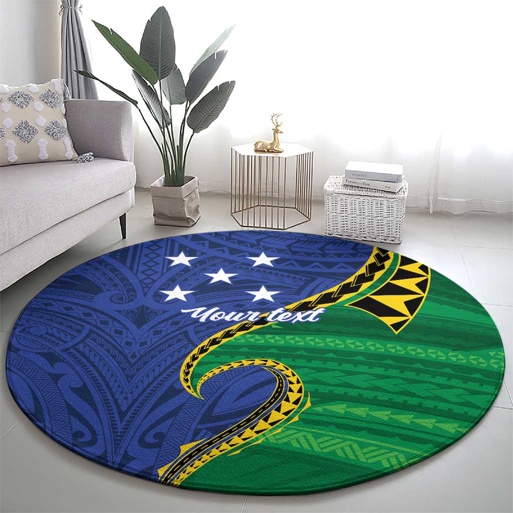 Solomon Islands Independence Day 1978 Personalised Round Carpet Polynesian Pattern with Flag Style LT9 - Polynesian Pride