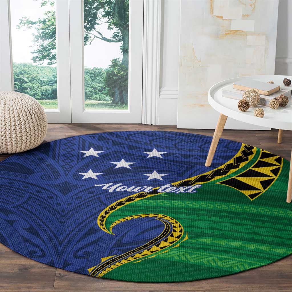 Solomon Islands Independence Day 1978 Personalised Round Carpet Polynesian Pattern with Flag Style LT9 - Polynesian Pride